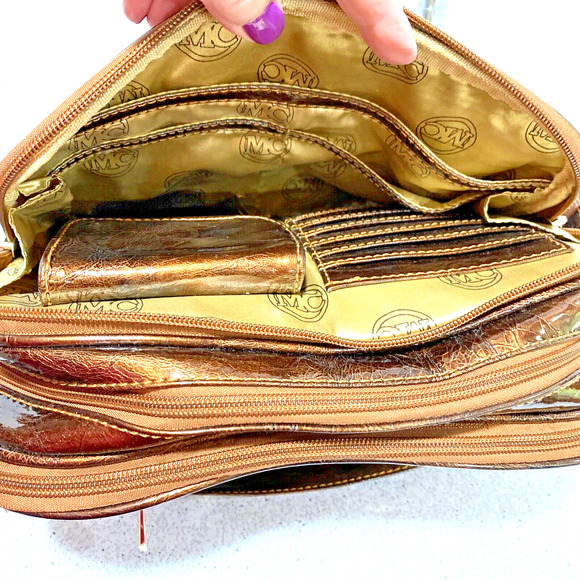 Y2K MC Marc Chantal Purse 2-Tone Moc Croc Textured Patent Crossbody Shoulder Bag - Picture 9 of 12